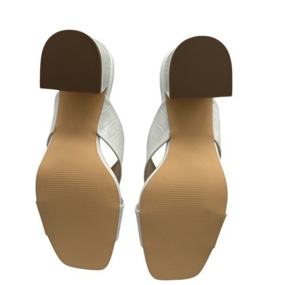 New in box, Lulus Ybarra Off White Crocodile-Embossed High Heel Sandals - Picture 7 of 7